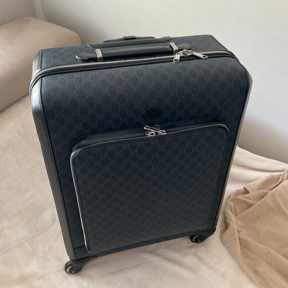 Gucci Black Azalea GG Canvas Supreme Rolling Trolley Luggage - Picture 3 of 12